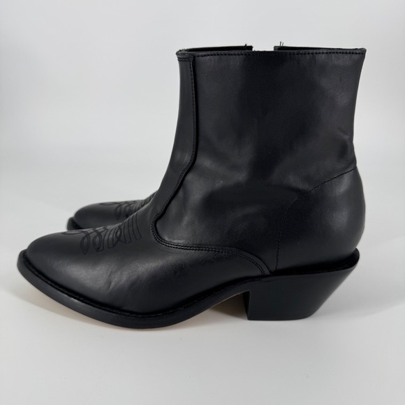 Masterson Boot Co Black Leather Western Ankle Boots Side Zip Men's 8.5D - Picture 5 of 10